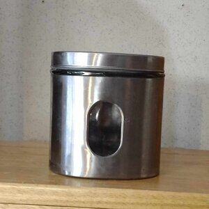 32 oz Airtight Oval Brushed Steel Wrapped Palladium Glass Canister with Window